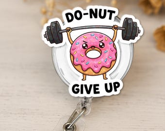 Grappige donut gewichtheffen badgehaspel: motiverend cadeau voor verpleegkundige, leraar