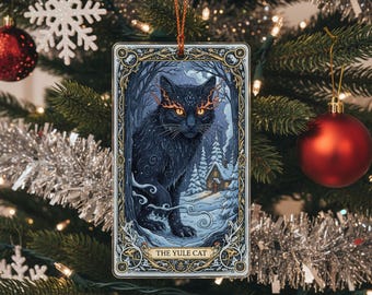 Yule Cat Tarot-Stil Ornament - Gothic schwarze Katze Urlaub Dekoration inspiriert von isländischer Folklore
