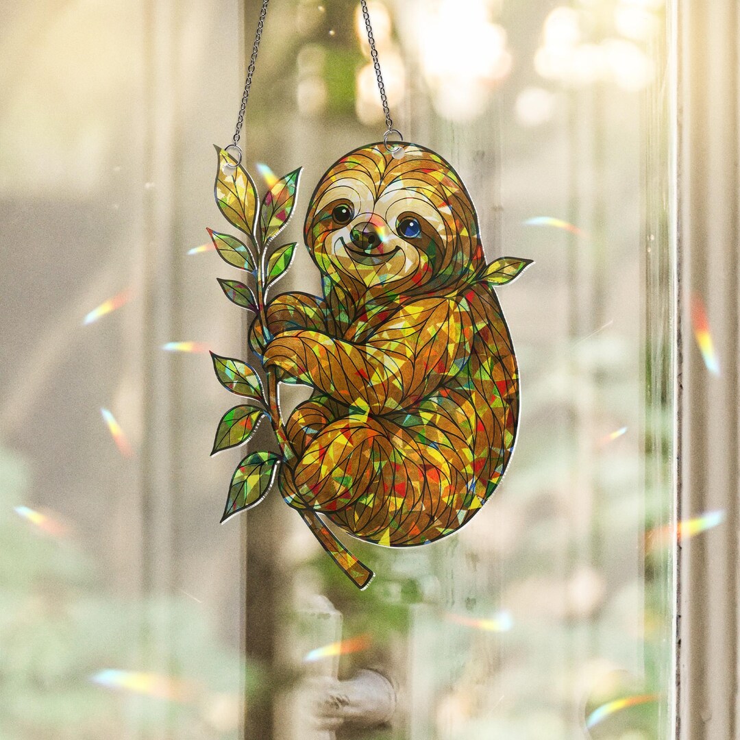 Sloth Hologram Acrylic Window Hanging: Nature Decor - Etsy