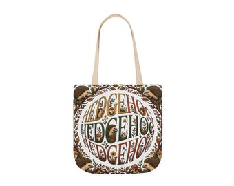 Hedgehog Pattern Canvas Tote Bag | Woodland Animal Illustration