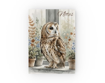 Barn Owl Illustration Hard Backed Journal | Nature Notebook