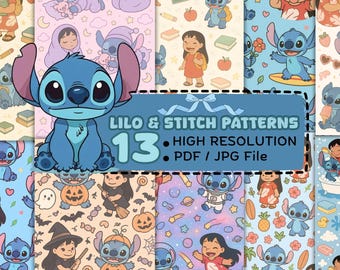 Lilo and Stitch Digital Paper Pack | Scrapbook Backgrounds (JPG, PDF)