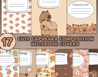 Copertine per quaderni a tema Capibara / 17 disegni di animali kawaii (download digitale)