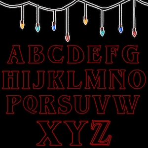 Stranger Things typsnittspaket | Retro skräckalfabet PNG SVG | Cricut Halloween-typsnitt | Digital nedladdning
