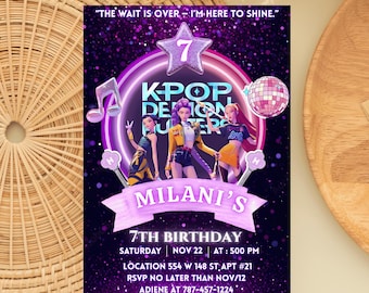 K-Pop Birthday Invitation: Neon Warriors Theme (Digital Download)