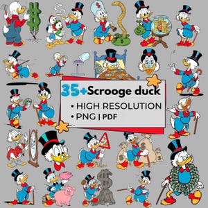 Dagobert Duck PNG-bundel: DuckTales-clipart, png, pdf (digitale download)