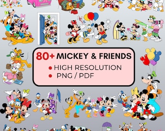 Mickey Mouse & Friends Clipart Bundle | 80+ Disney Designs ( PNG, PDF)
