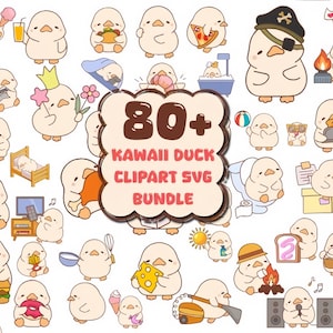 80+ Kawaii Duck SVG Bundle | Cute Duck Clipart | Cartoon Duck PNG | Sublimation Designs | Digital Download | Commercial Use | Duck Stickers