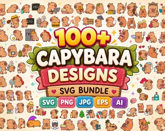 Capybara SVG Bundle: 100+ Kawaii Animal Clipart (Digital Download)