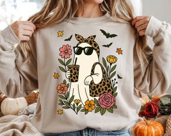 Boo Jee Ghost Clipart: Leopard Print Halloween PNG SVG (Digital File