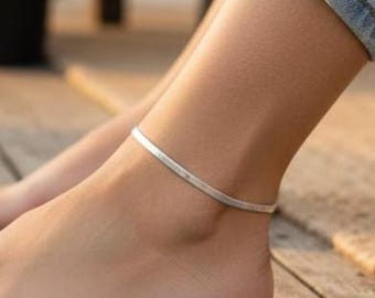 Silver Flat Chain Payal / Anklet Pair for women Indian Traditional Style Minimal Lightweight Payal