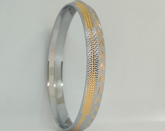 Kara bicolore sikh pendjabi en argent - Bracelet Kada pour homme doré