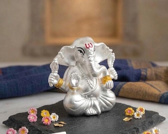 999 Pure Silver Ganesh Idol with Glass Dome – Spiritual Decor, Diwali Gift