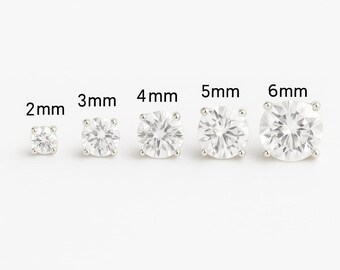 925 Silver CZ Stud Earrings: Minimalist Round Cut Jewelry