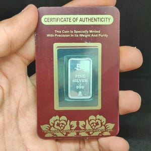 999 Fine Silver Bar, Investment Bullion Ingot with Certificate (Sealed) image 20