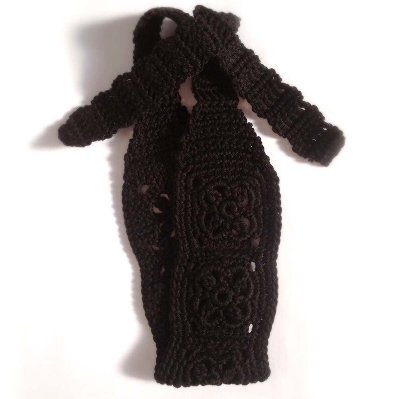 Crochet Headband, Knit Boho Hairband Black 100 percent Cotton image 2