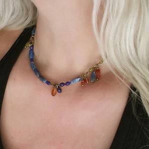 Beauty Gift Peridot, Lapis Lazuli, Citrine, Carnelian With Antique Gold/ Brass Accents One of a Kind image 1