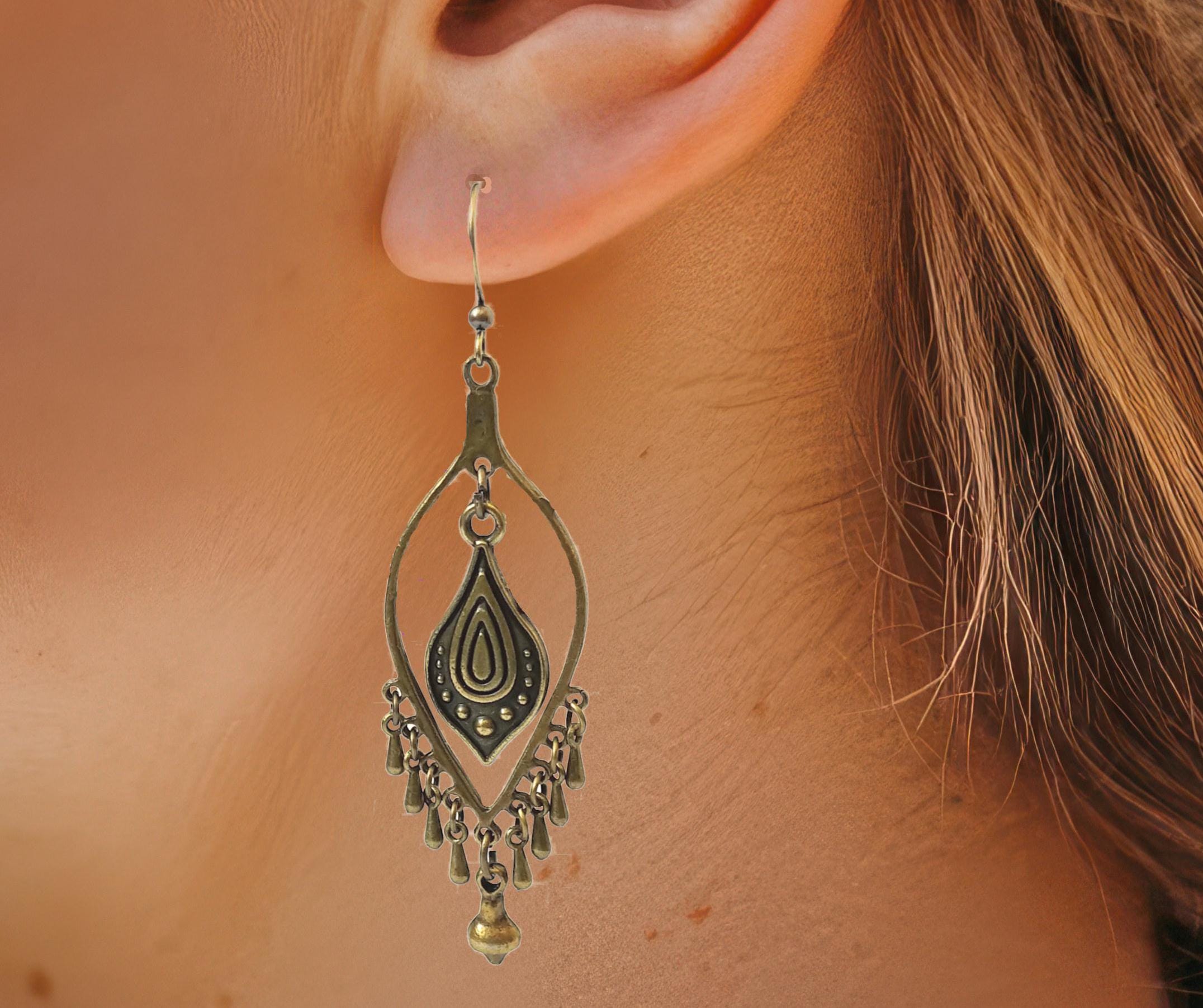 Orecchini Boho In Oro, Lampadari, Componenti Per Gioielli Etnici - Foto 3