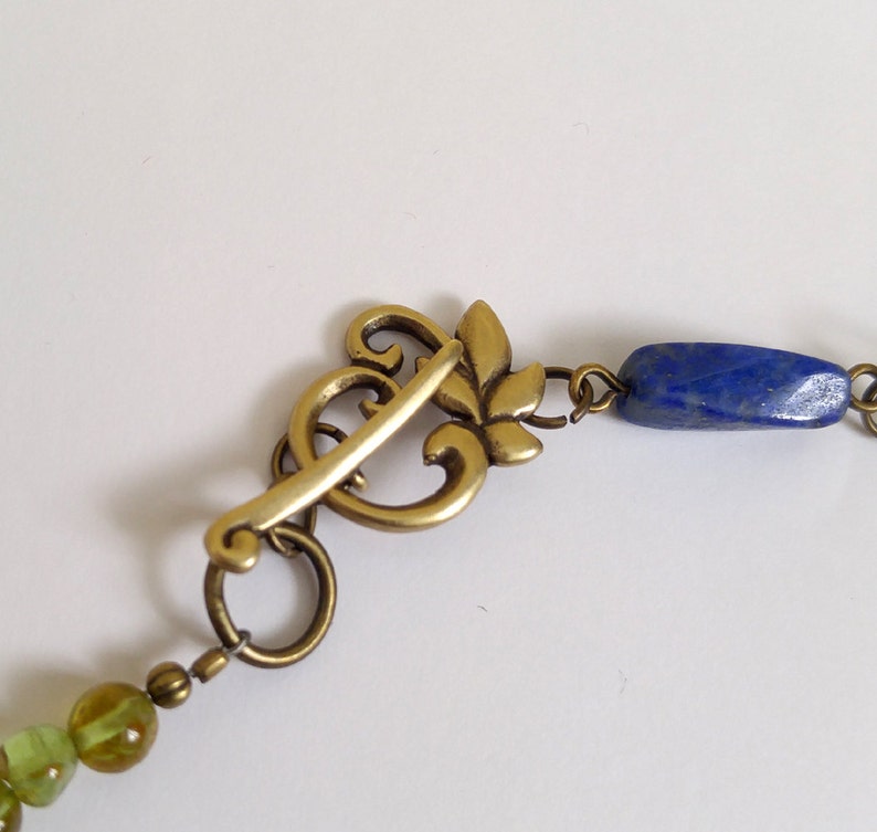 Beauty Gift Peridot, Lapis Lazuli, Citrine, Carnelian With Antique Gold/ Brass Accents One of a Kind image 4