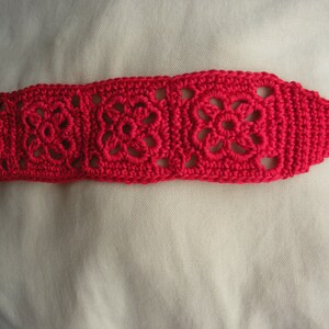 Crochet Headband, Boho Knit Hairband in Bright Red Cotton image 4