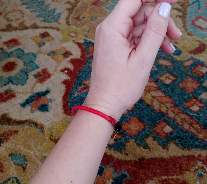 Friendship Bracelet Red Ombre on Black Cotton Cord Red Friendship Bracelet Friendship Bracelet with Clasp