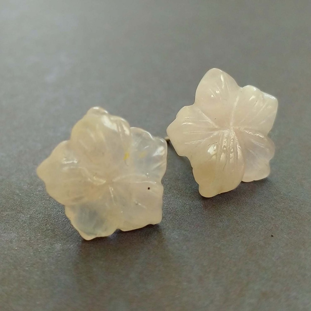 Simple Sterling Silver Post Earrings With Pale Pink Rose image 0