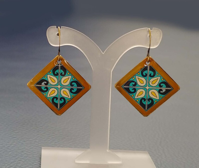 Catalina Island Catalina Pottery Blue & Yellow Tiles on Gold Etsy