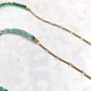 Gemstone Necklace, Amethyst, Apatite, Green Onyx & Garnet Encrusted Gemstone Necklace With Gold-Plated Brass One of a Kind image 5