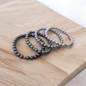 You Choose Shade of Grays and Silver Pearls Beaded Stretch Bracelets, Genuine Swarovski Crystal Pearls in 6mm beads