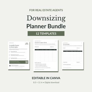 不動産エージェント向けダウンサイジングプランナーバンドル｜編集可能なCanvaテンプレート12種類