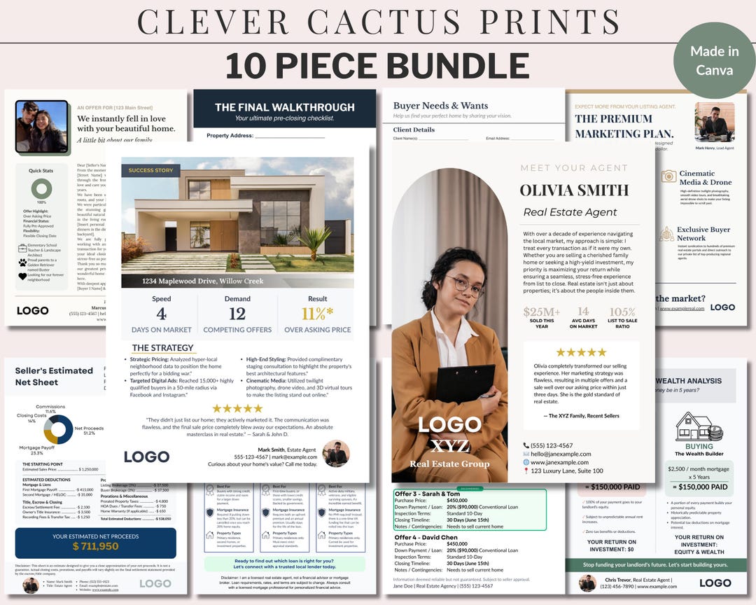 10pc Real Estate Marketing Bundle Canva Agent Templates & Listing ...