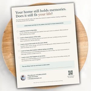 Downsizing Flyer Template for Realtors | Editable Canva Empty Nester Checklist