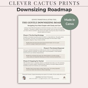 Real Estate Downsizing Guide, Senior Transition Flyer, Property Planning Roadmap, Seller Checklist Canva Template