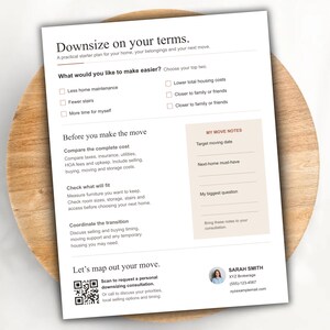 Downsizing Real Estate Flyer Template | Editable Canva Checklist, US Letter