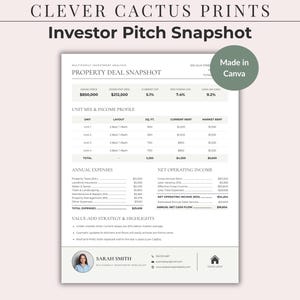 Multifamily Deal Snapshot Real Estate Investor Pro Forma Rent Roll Pitch Canva Template
