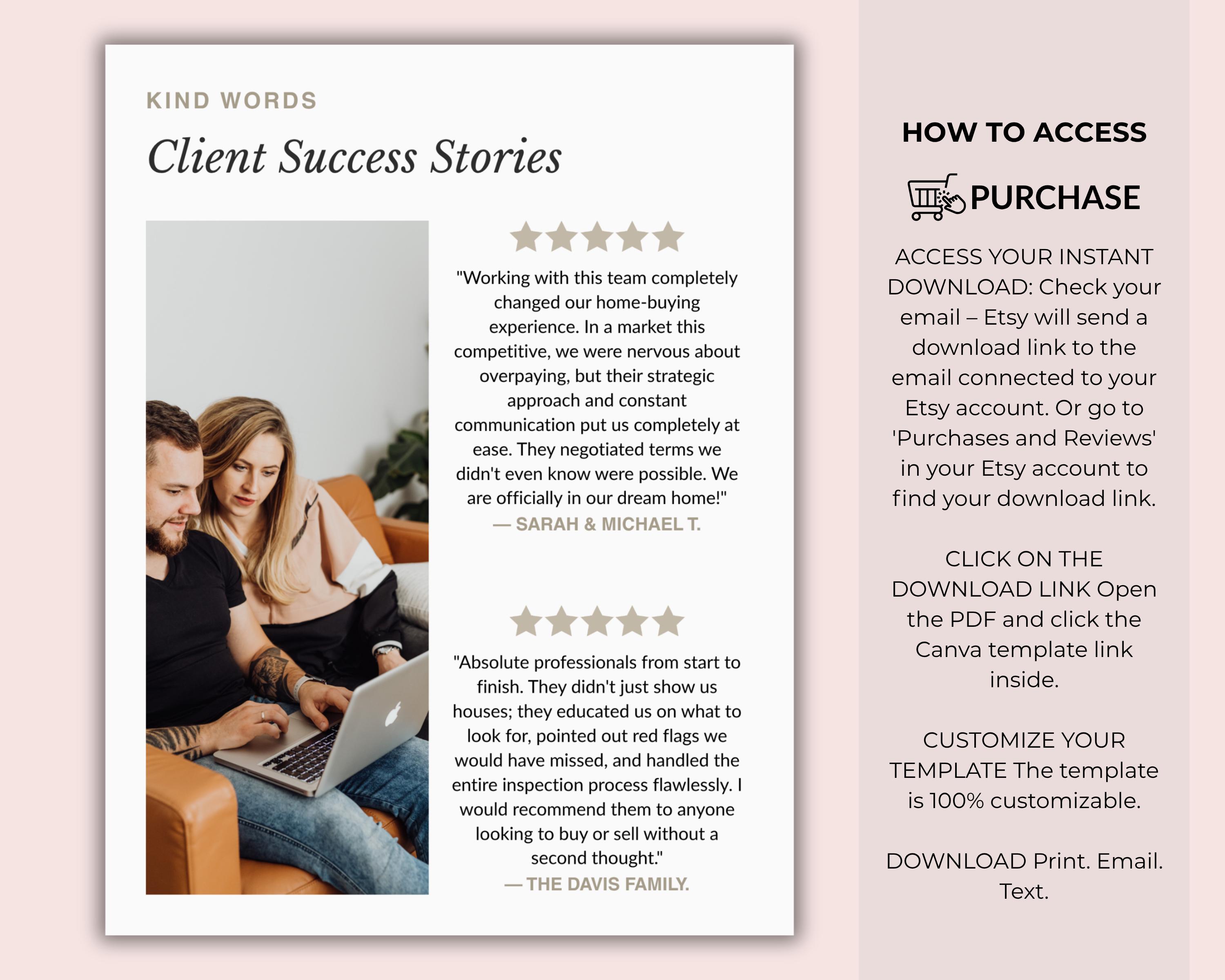 Real Estate Agent Welcome Kit, Canva Client Packet, Bio & Review ...