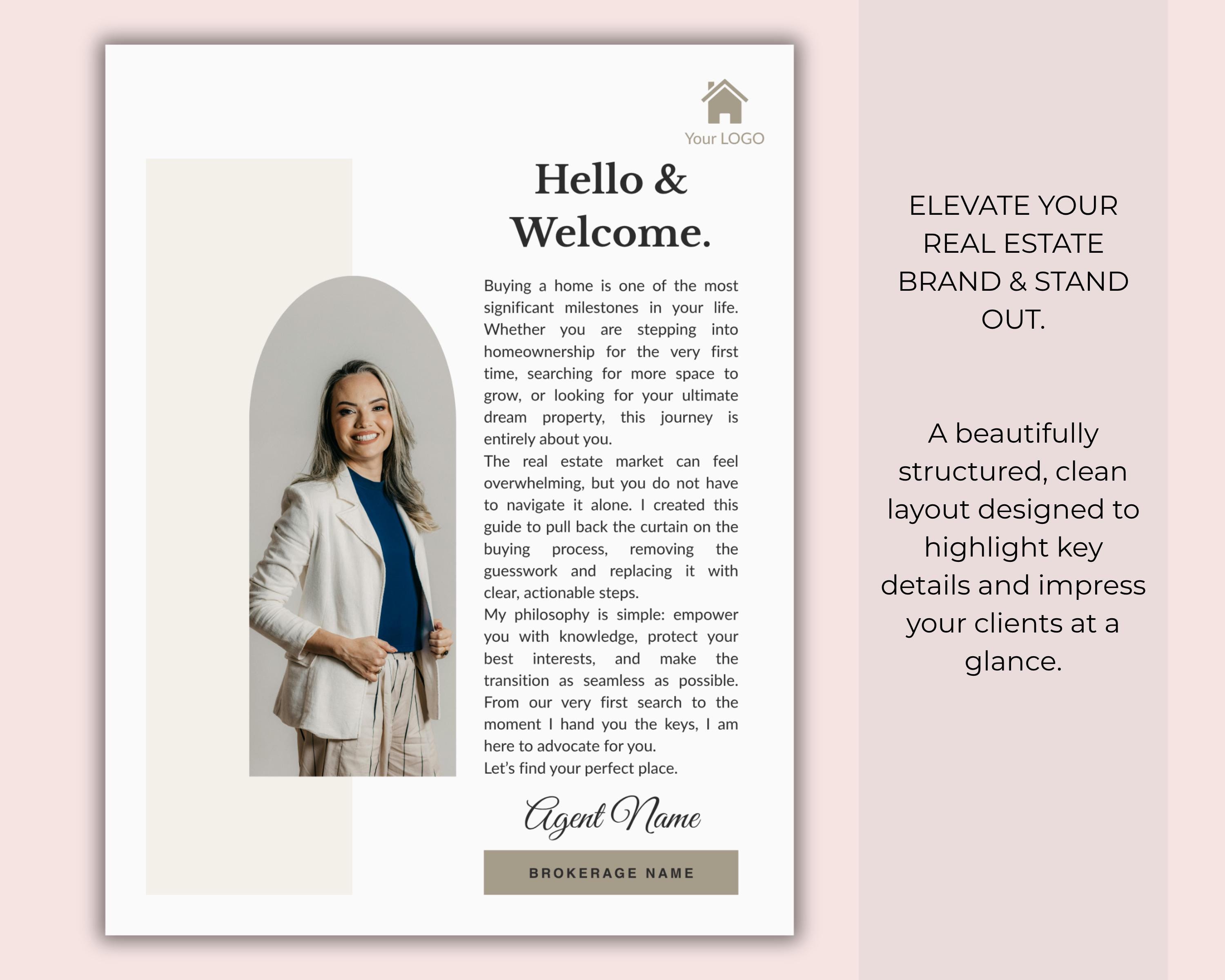 Real Estate Agent Welcome Kit, Canva Client Packet, Bio & Review ...