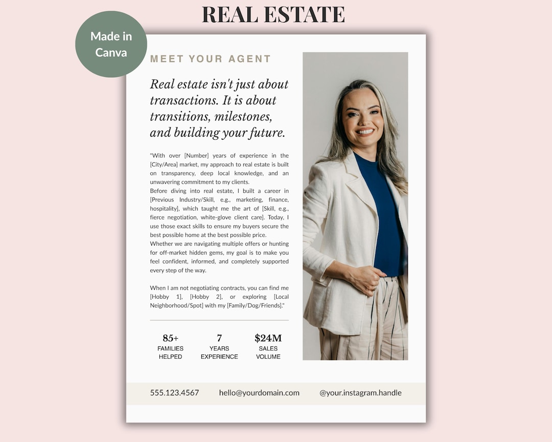 Meet Your Agent Flyer, Canva Template, Minimalist Real Estate ...
