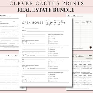 Property Sign In Sheet Bundle, Real Estate Canva Template, Showing Visitor Log Form
