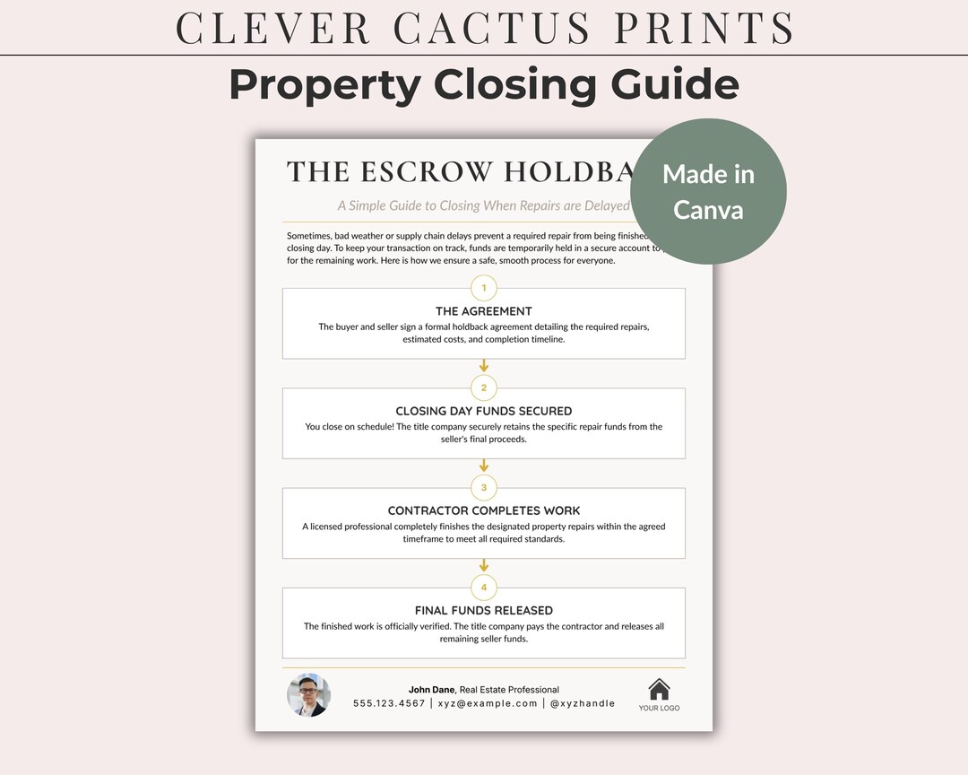 Escrow Holdback Explainer Real Estate Agent Closing Guide Minimalist ...