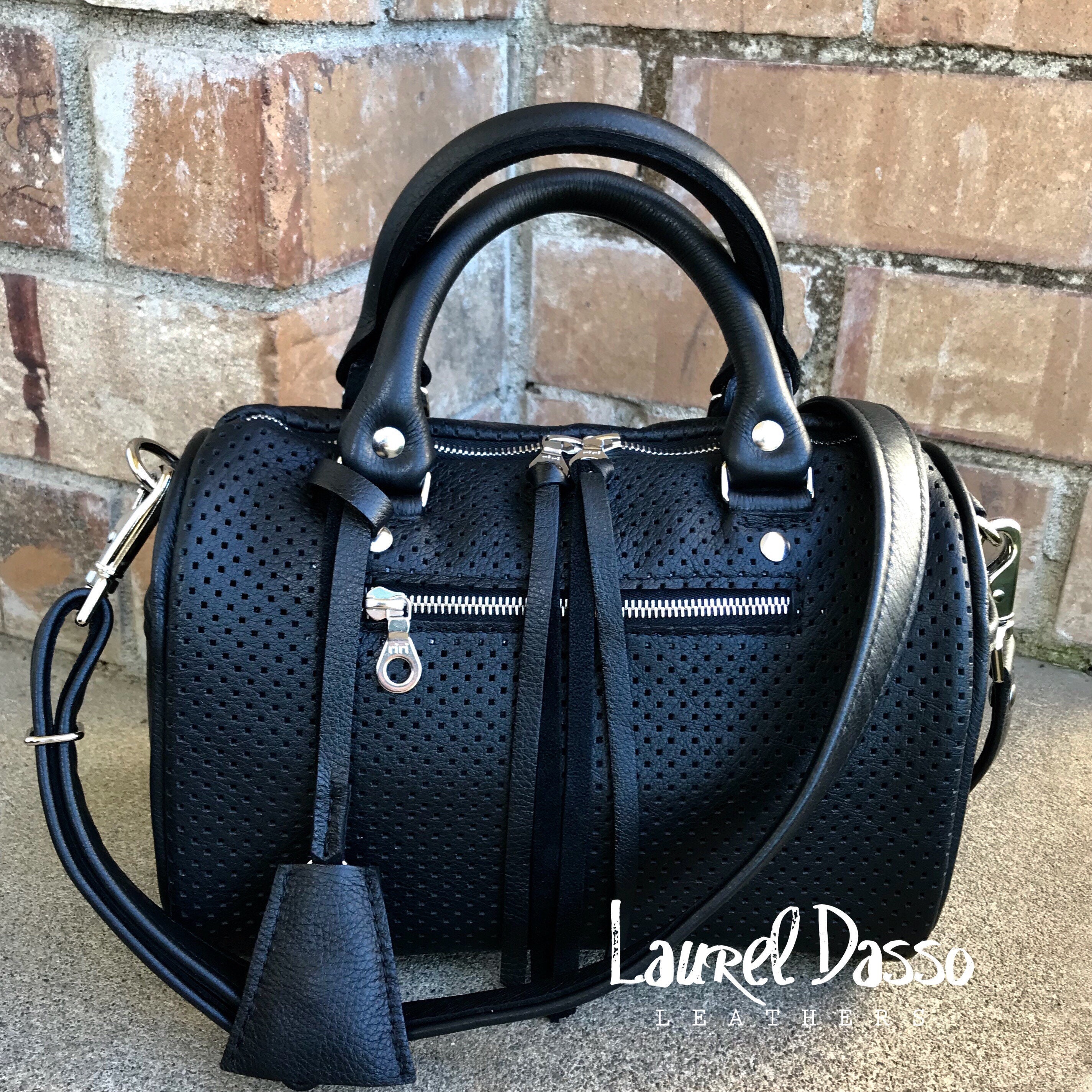 Leather Barrel Bag Handbag Small leather barrel bag leather Boston bag