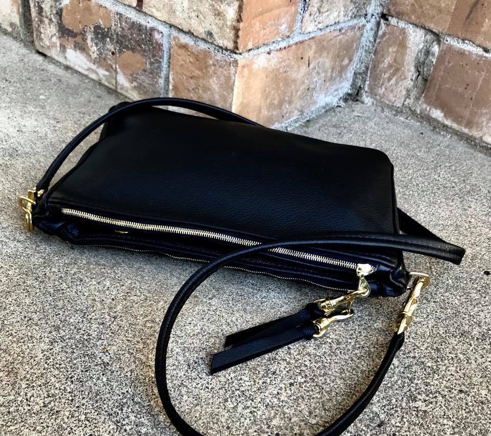 Double Zip Leather Crossbody bag, Cross Body Bag in YOUR CHOICE of ...