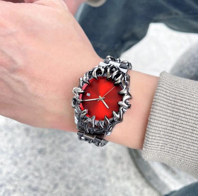 Vampire Watch: Blood Red Dial Gothic Bracelet Watch - Etsy