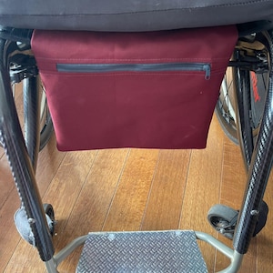 Custom Wheelchair Seat Pocket – Waterproof Fabric, Zipper or Velcro Closure – Fits All Wheelchair Types