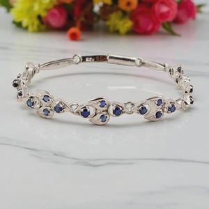Blue Sapphire Bracelet: Handmade 925 Sterling Silver Artisan Jewelry