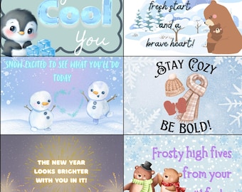 January Lunch Box Notes - Printable Encouragement Cards for Kids