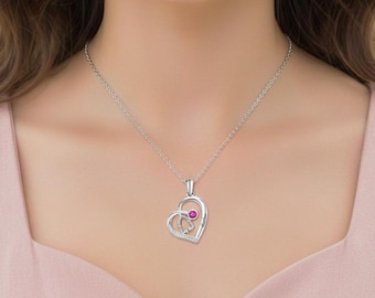 Stethoscope Pendant, Customized Birthstone Heart Necklace, Personalized Necklace For Nurse, Medical Student Gift, Custom Engraved Pendant