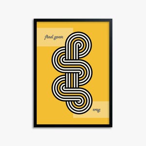 Yellow Labyrinth Journey, Minimalist Retro Framed Wall Art Print - Framed Poster from Japandi Art