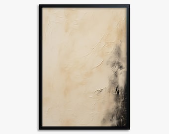 Arte abstrata minimalista abstrata emoldurada "Ivory Mist" - Pôster emoldurado da Japandi Art
