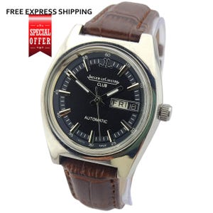 Vintage Jaeger Lecoultre Club, Automatic Day n Date Black Color Men&#39;s Watch Excellent Work Round Dial Cal: 1916 Mens Watch Excellent Work